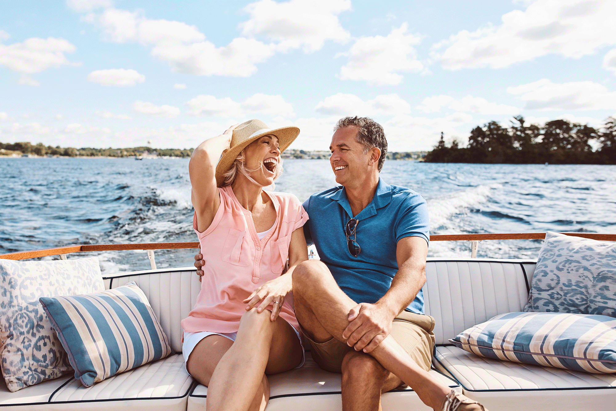 Couple having fun on a boat