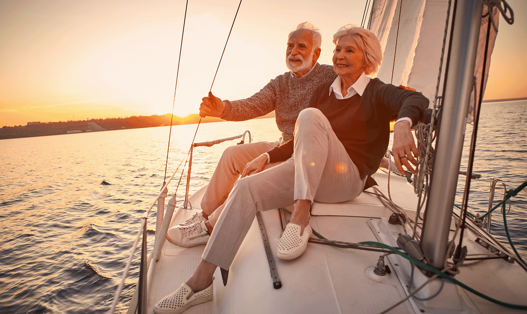 Two people on a boat on vacation